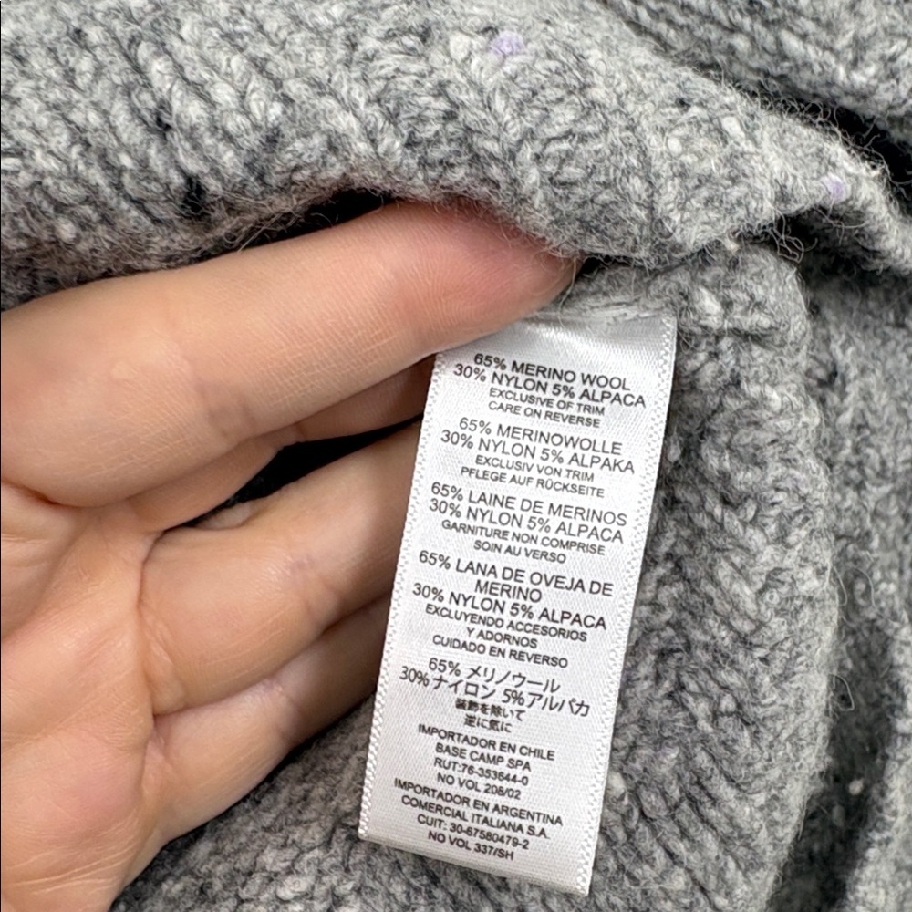 Sherpa Grey Merino Wool Alpaca Mock Neck Sweater Women Size M - Picture 5 of 6